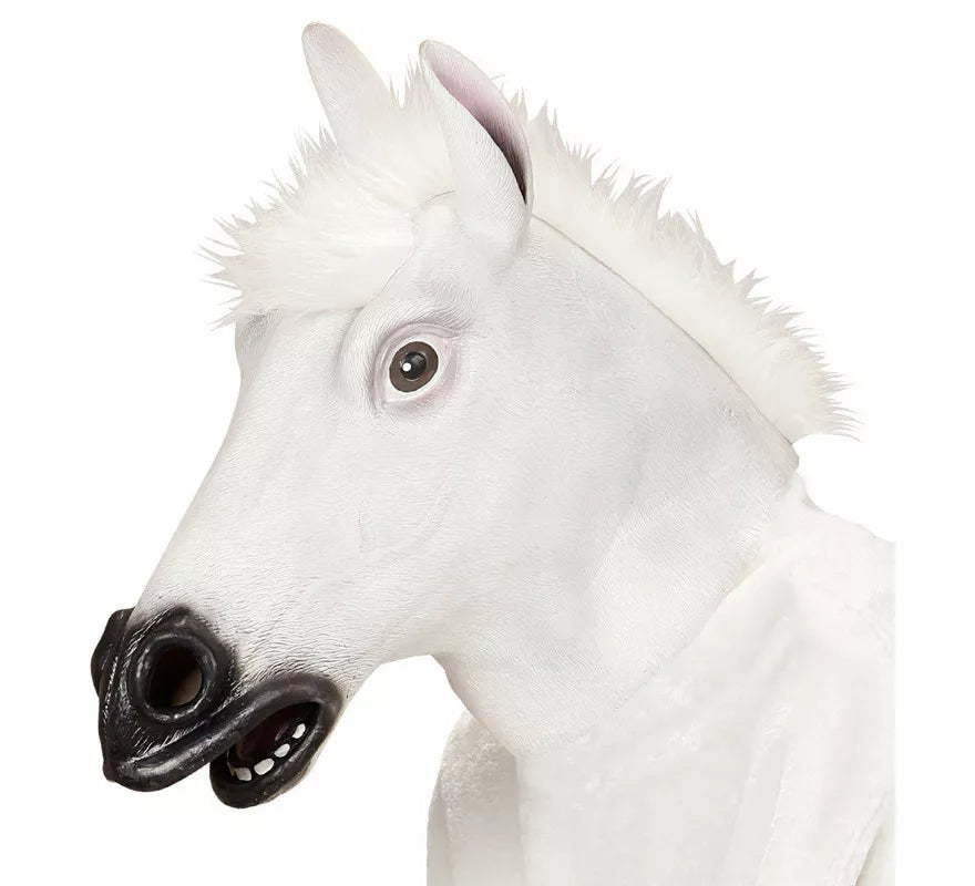 Translation missing: pt-PT.Máscara Cabeza de Caballo Blanco con pelo