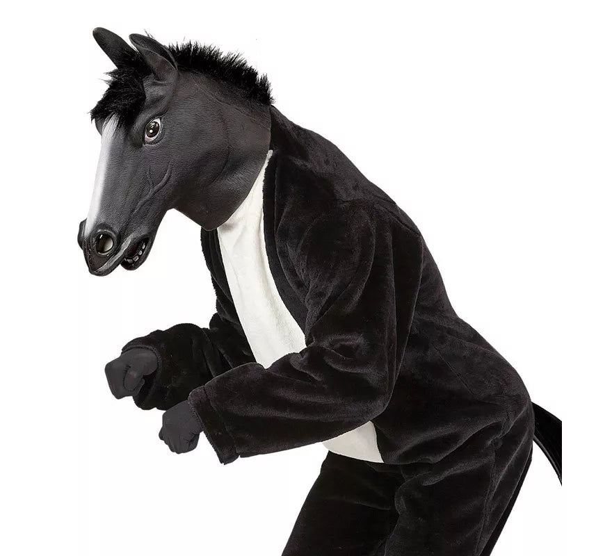 Translation missing: pt-PT.Máscara Cabeza de Caballo Negro con pelo