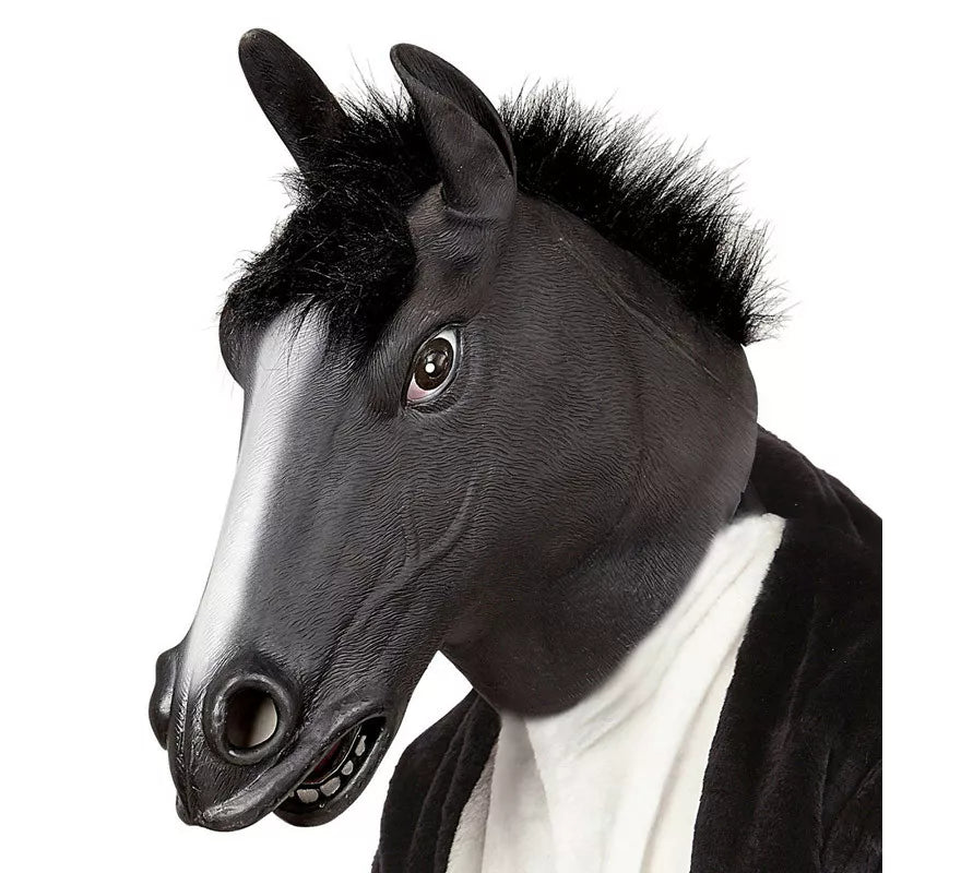 Translation missing: pt-PT.Máscara Cabeza de Caballo Negro con pelo