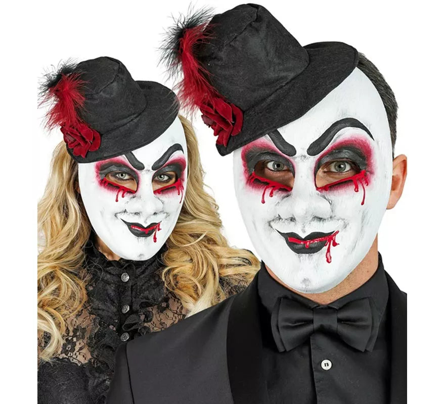 Translation missing: pt-PT.Máscara de Arlequín Sangrante con Sombrero Comedia del Arte
