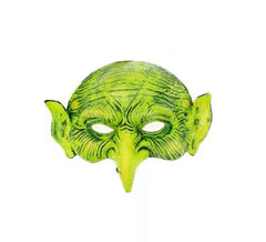 Máscara de bruxa verde meia cara