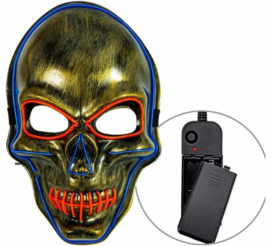 Máscara de Calavera dorada LED de Colores