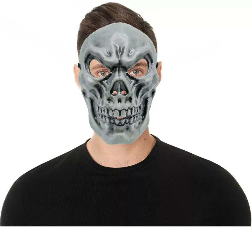Translation missing: pt-PT.Máscara de Calavera gris de plástico adulto