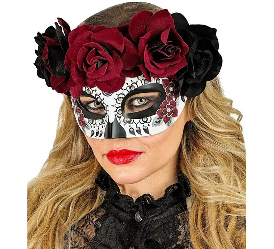 Translation missing: pt-PT.Máscara de Catrina Día de Los Muertos con Rosas