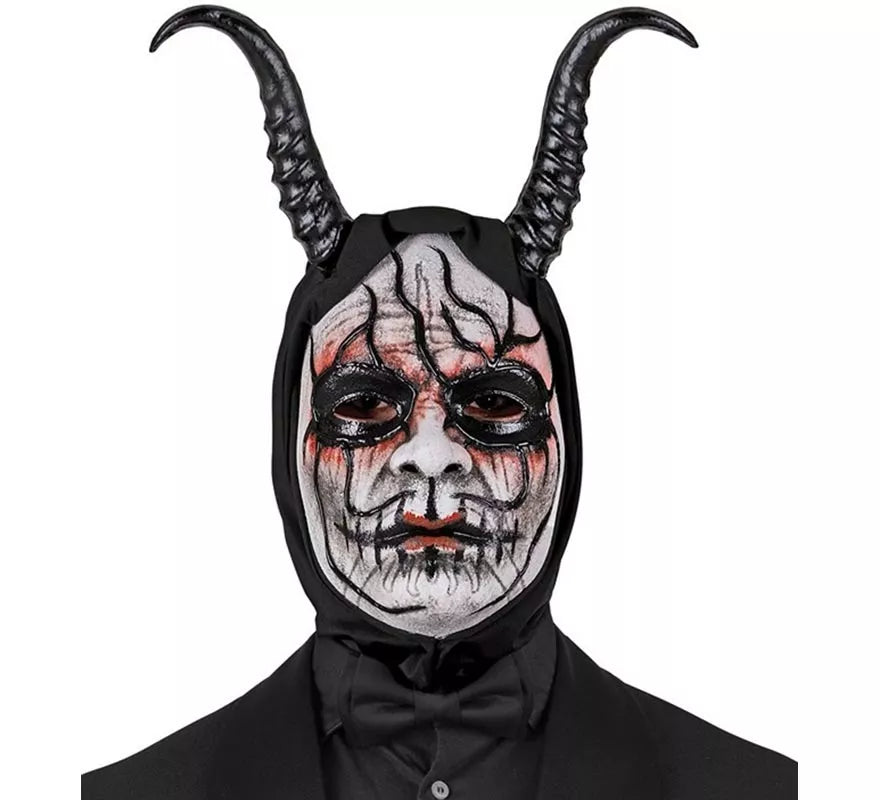 Máscara de Demonio Hombre con Capucha Comedia de Arte
