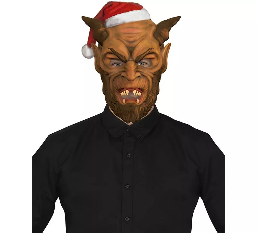 Translation missing: pt-PT.Máscara de Demonio Krampus con gorro de Papá Noel