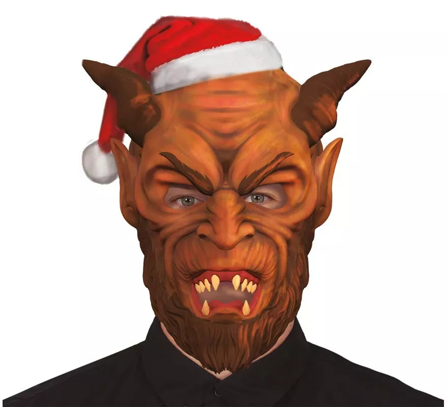 Translation missing: pt-PT.Máscara de Demonio Krampus con gorro de Papá Noel