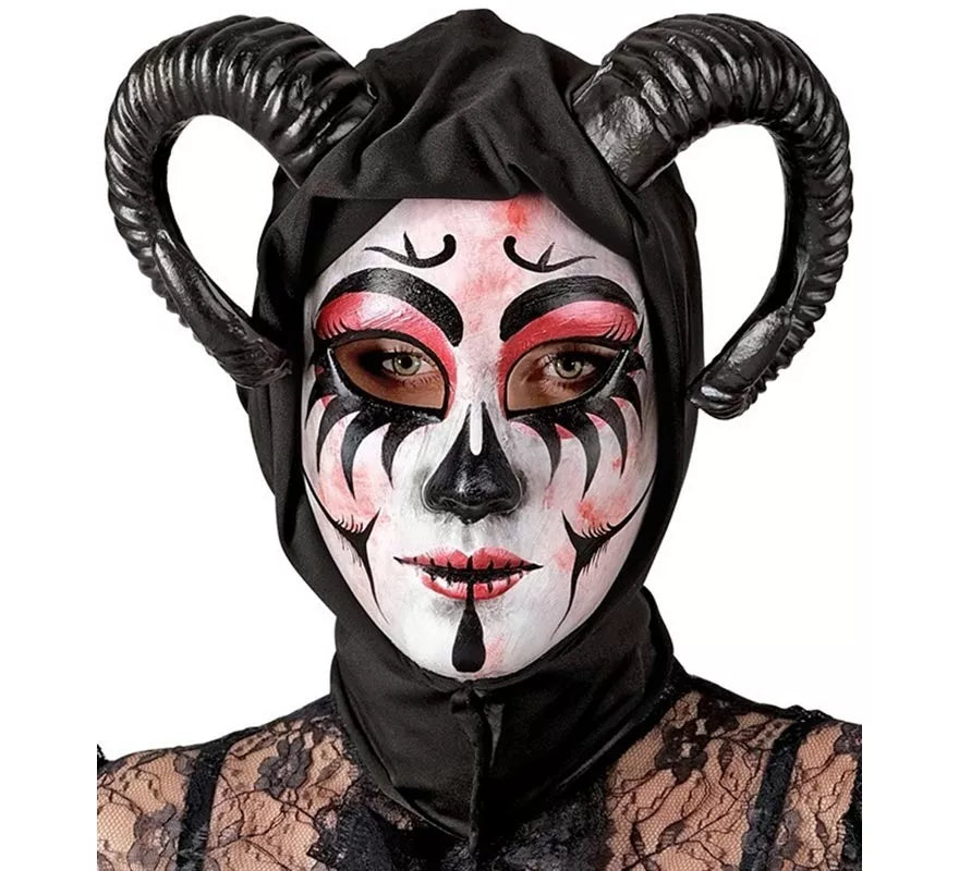 Translation missing: pt-PT.Máscara de Demonio Mujer con Capucha Comedia de Arte