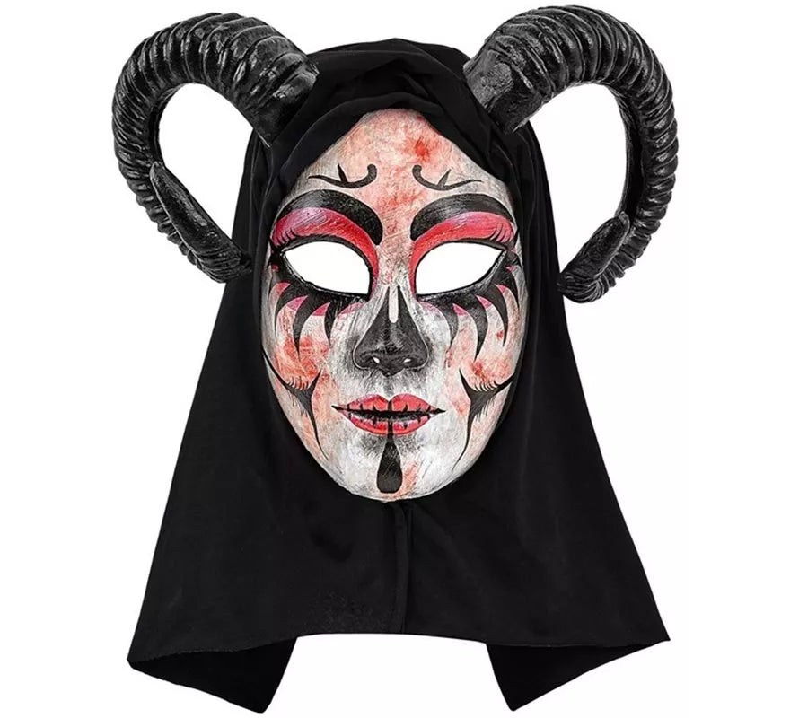 Translation missing: pt-PT.Máscara de Demonio Mujer con Capucha Comedia de Arte