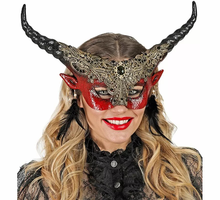 Máscara de Diablo Teatral roja