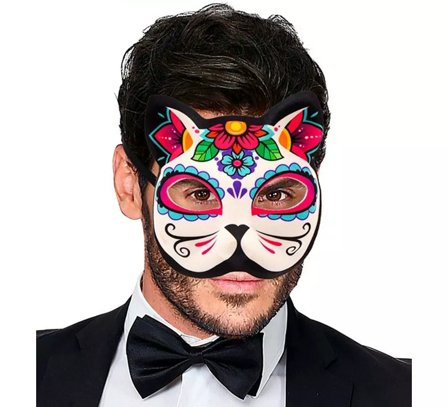 Translation missing: pt-PT.Máscara de Gato Catrina Día de Los Muertos sin Barbilla