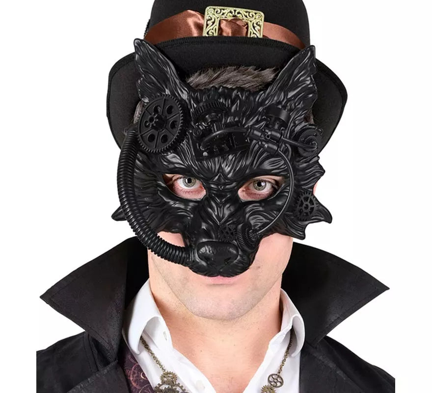 Máscara de Lobo Steampunk negro