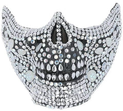 Máscara Meia Face Caveira com Strass