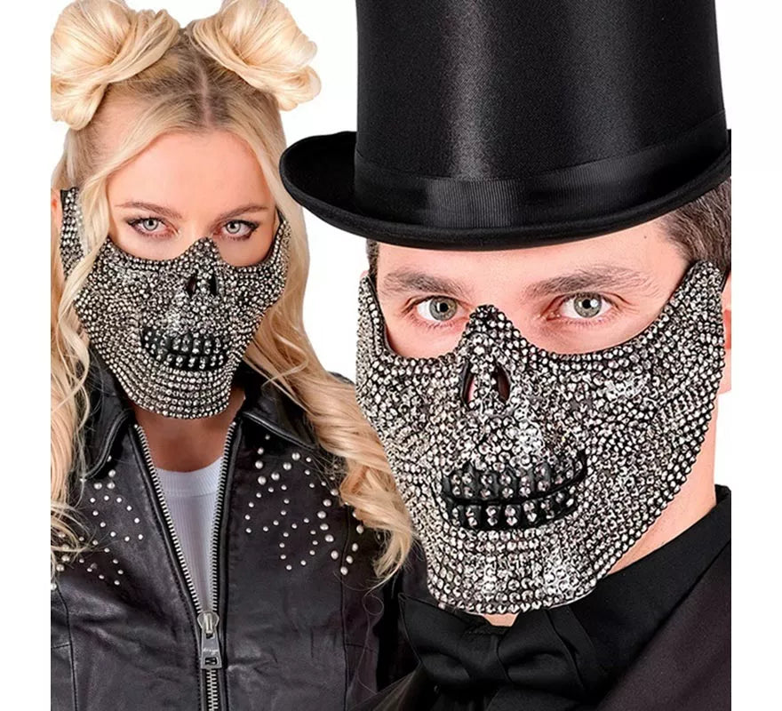 Translation missing: pt-PT.Máscara de Media Cara de Calavera con Strass