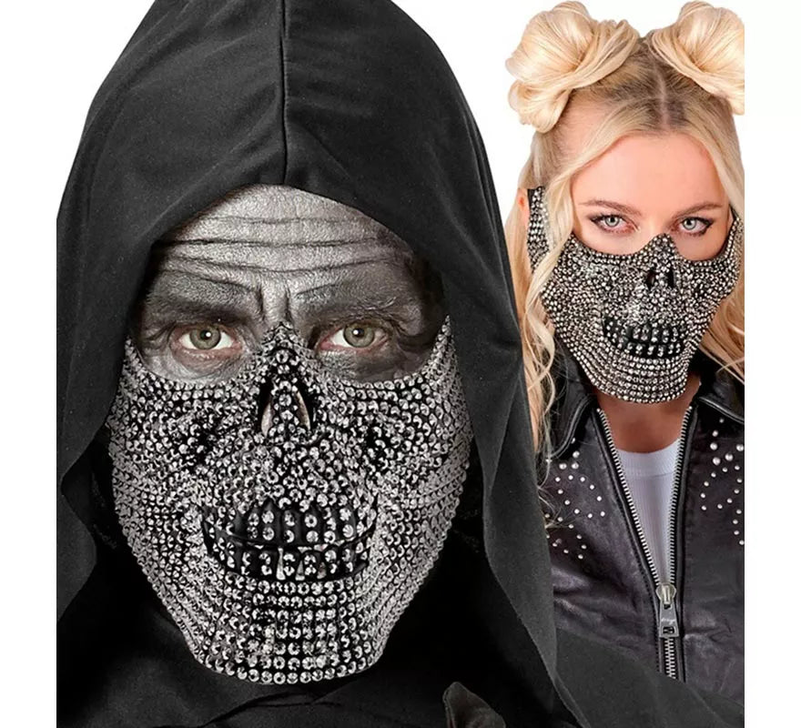 Translation missing: pt-PT.Máscara de Media Cara de Calavera con Strass