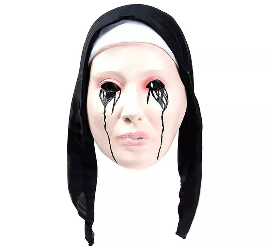 Máscara de Monja Llorando Sangre negra látex