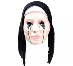 Máscara de freira chorando sangue látex preto