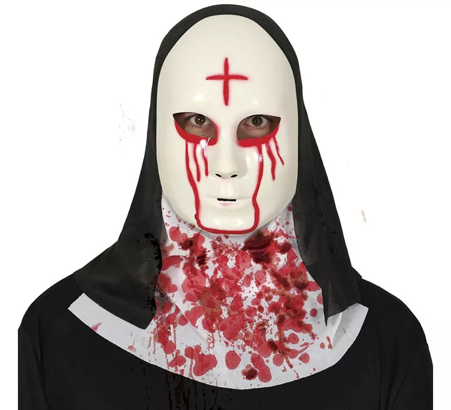 Máscara de Monja Satánica con Cruz