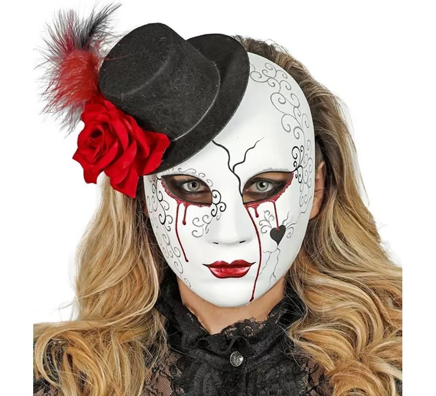 Translation missing: pt-PT.Máscara de Mujer Sangrante con Sombrero Comedia del Arte