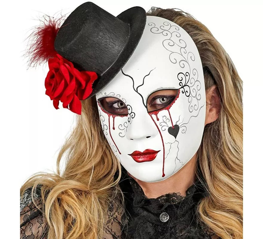 Translation missing: pt-PT.Máscara de Mujer Sangrante con Sombrero Comedia del Arte