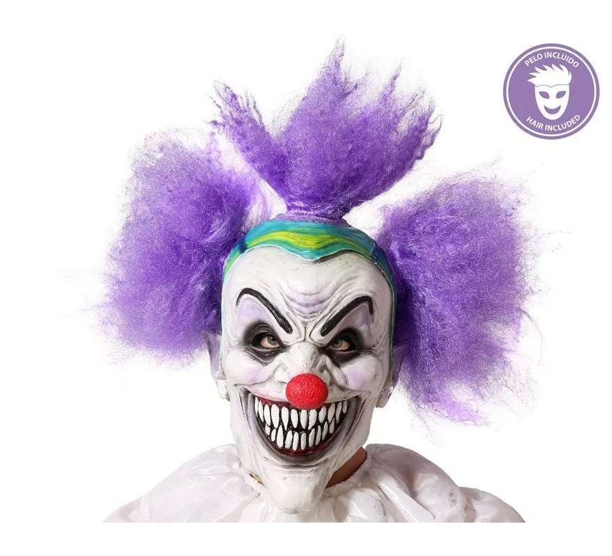 Translation missing: pt-PT.Máscara de Payaso con Cabello Morado de Látex