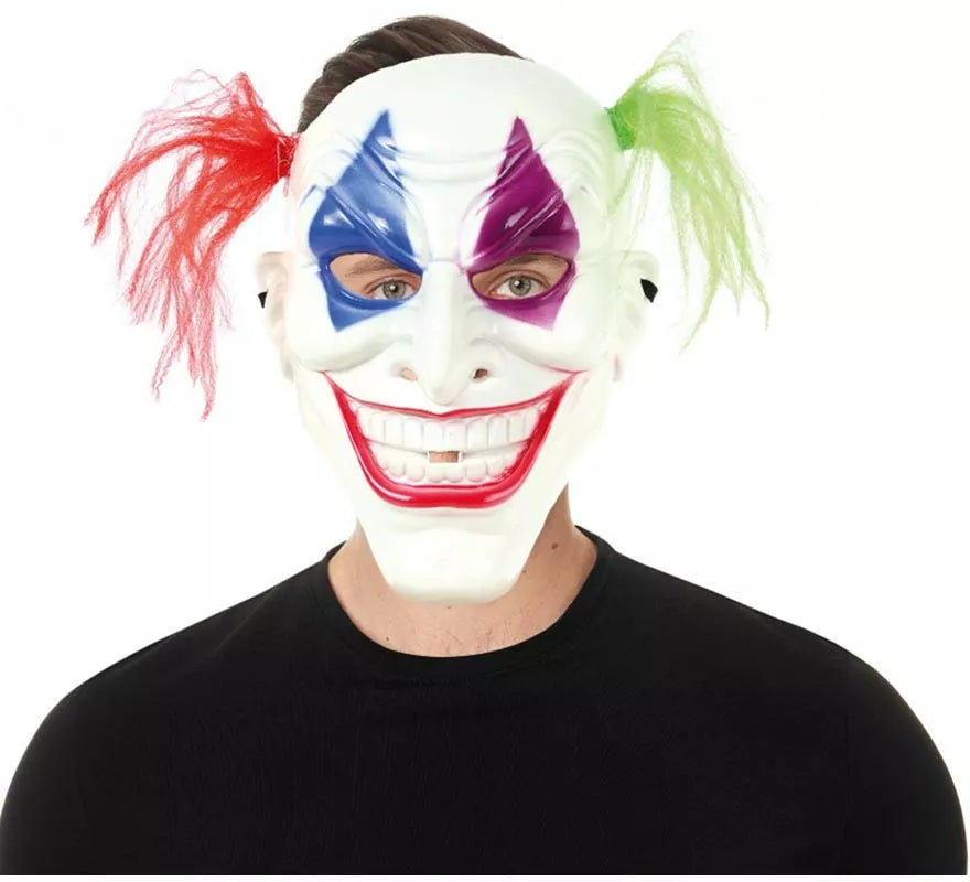 Translation missing: pt-PT.Máscara de Payaso con pelo bicolor de plástico