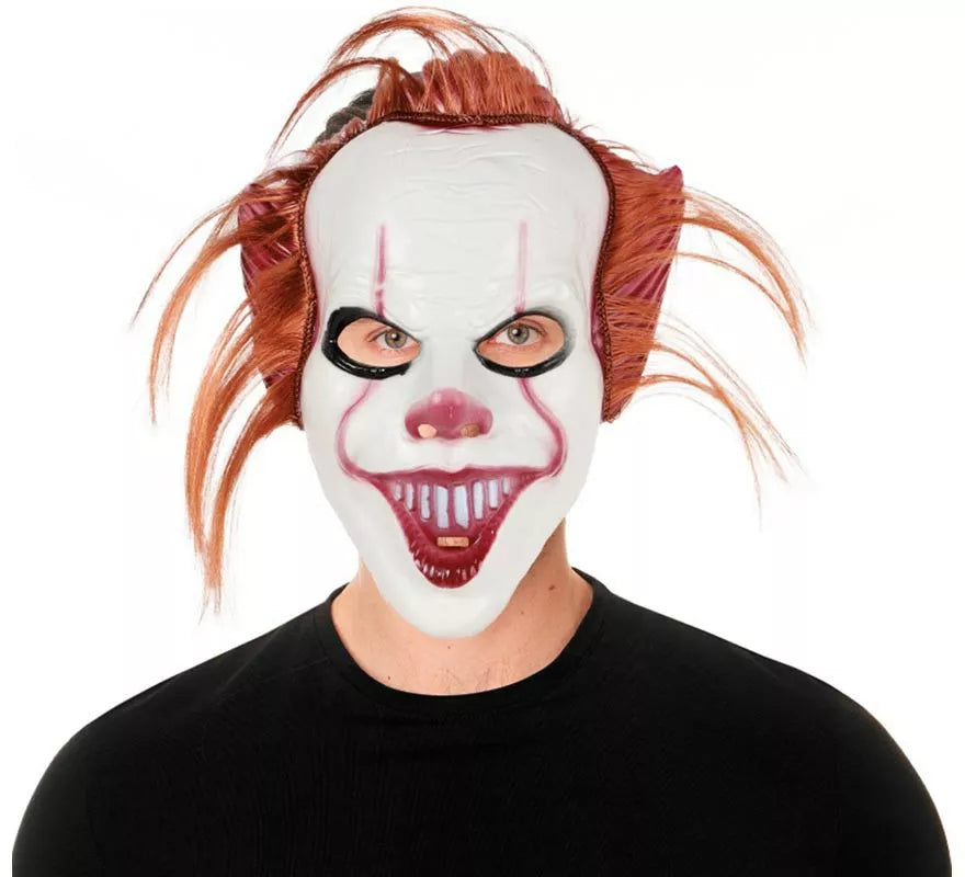 Translation missing: pt-PT.Máscara de Payaso con pelo rojo de plástico