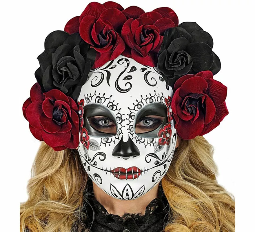 Translation missing: pt-PT.Máscara Día de Los Muertos con Rosas