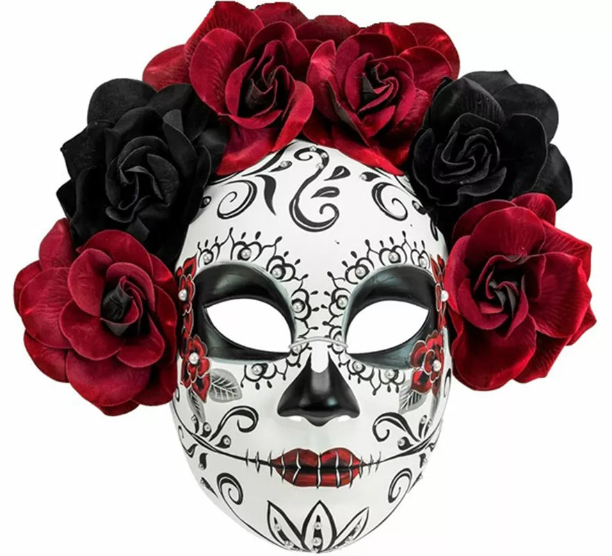 Translation missing: pt-PT.Máscara Día de Los Muertos con Rosas