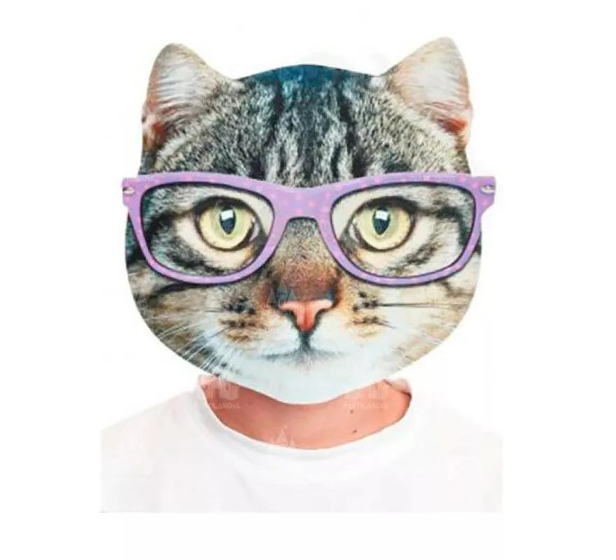 Translation missing: pt-PT.Máscara Gato con gafas estampado