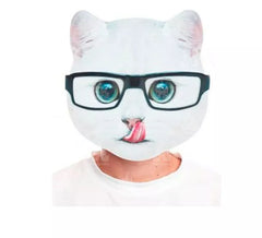 Máscara de gato com estampa de óculos pretos