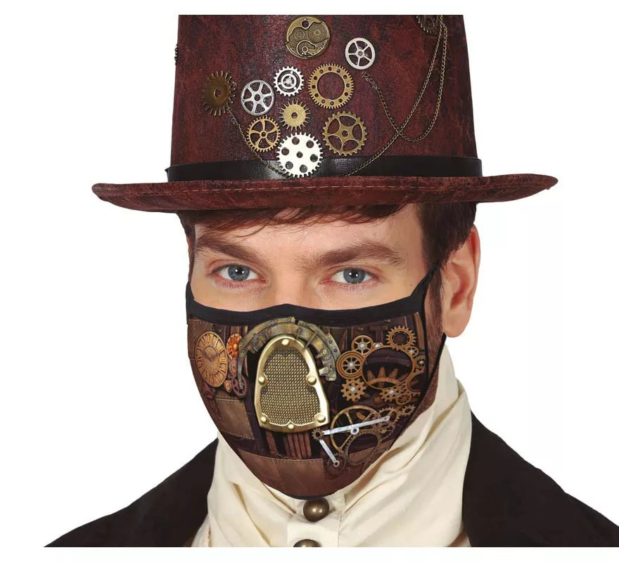 Translation missing: pt-PT.Mascarilla 3 Capas de Tela Steampunk para adultos