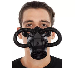 Máscara de gás Steampunk preta com tubos