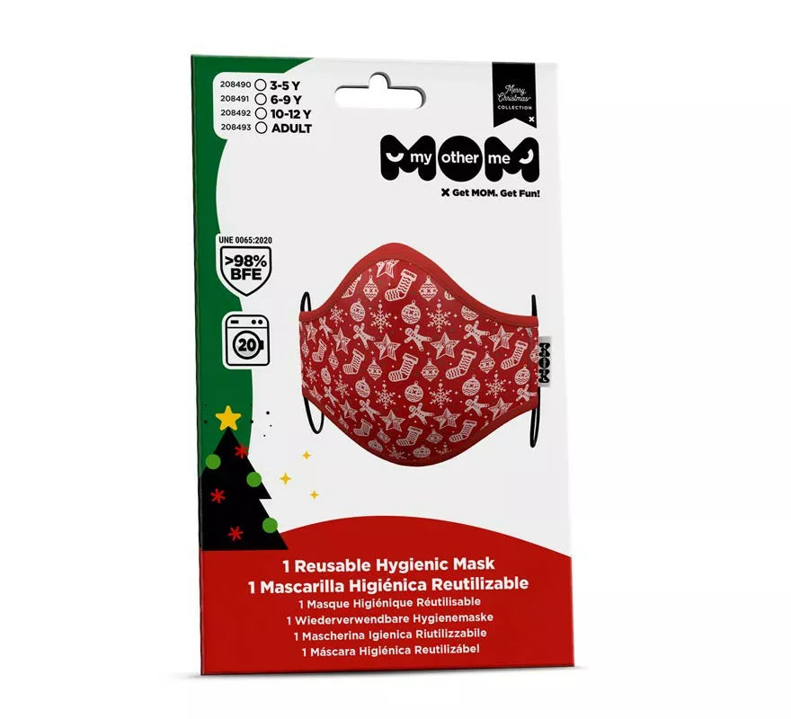Mascarilla higiénica adultos Roja Adornos Navidad