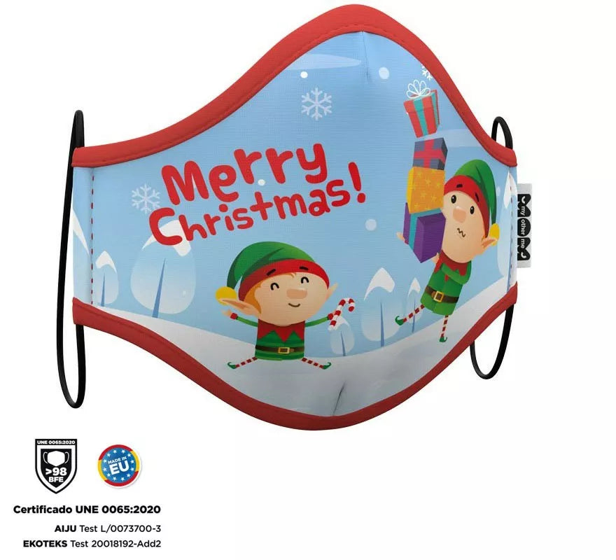 Translation missing: pt-PT.Mascarilla higiénica infantil Elfos Navidad