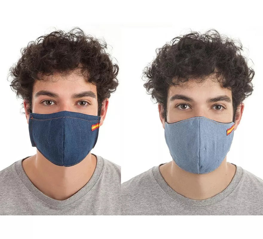 Translation missing: pt-PT.Mascarilla Higiénica Jeans chico con bandera de 3 filtros en 2 colores surtidos