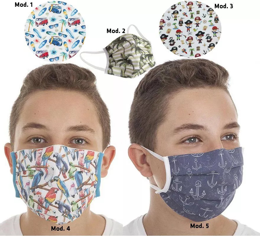 Translation missing: pt-PT.Mascarilla Higiénica Protectora infantil Verano estampados surtidos 3 filtros