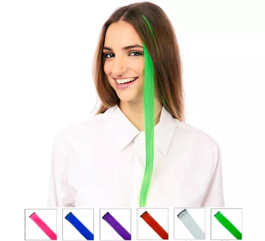 Translation missing: pt-PT.Mechón de Cabello verde claro en colores surtidos de 55 cm