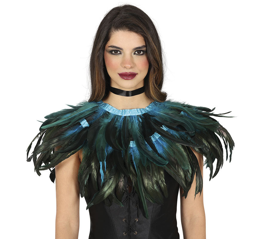 Translation missing: pt-PT.Media Capa de Plumas azul y negro adulto