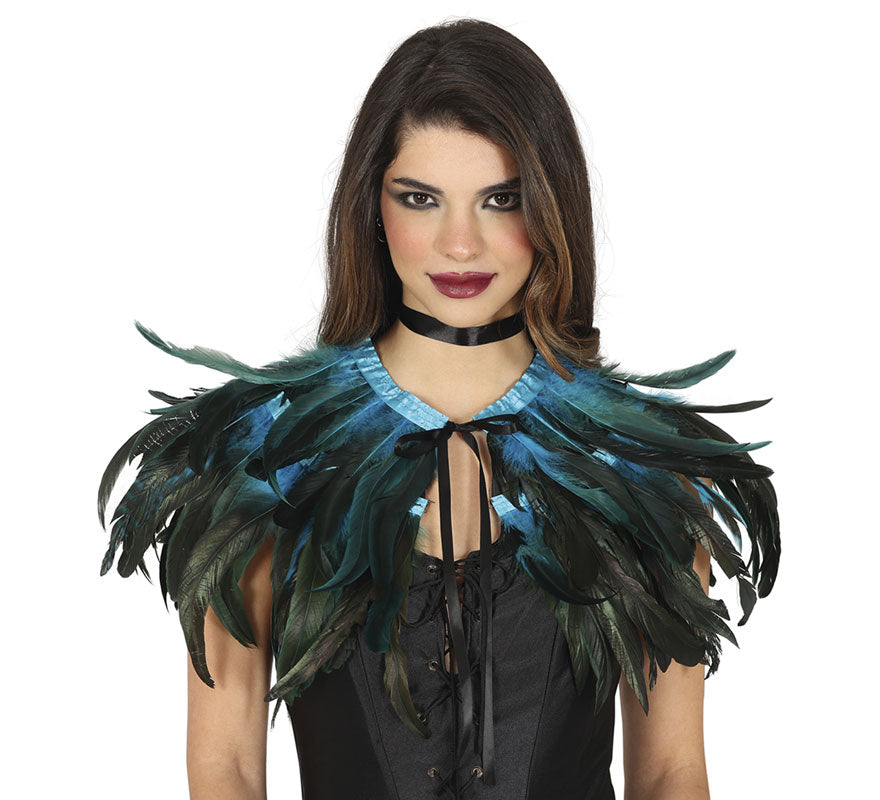 Translation missing: pt-PT.Media Capa de Plumas azul y negro adulto