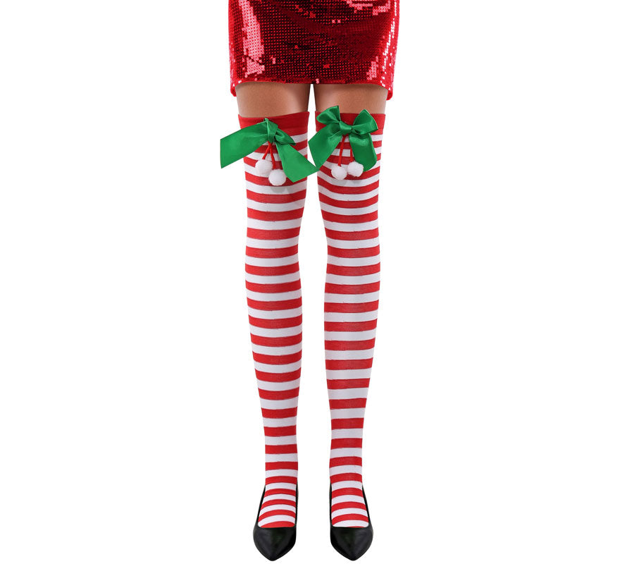 Translation missing: pt-PT.Medias a Rayas rojas Lazo de Navidad para adulto