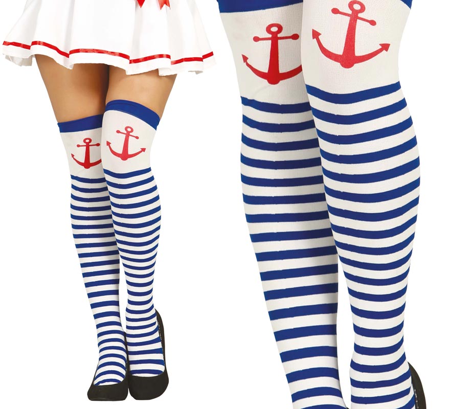 Translation missing: pt-PT.Medias de Marinera rayadas con anclas