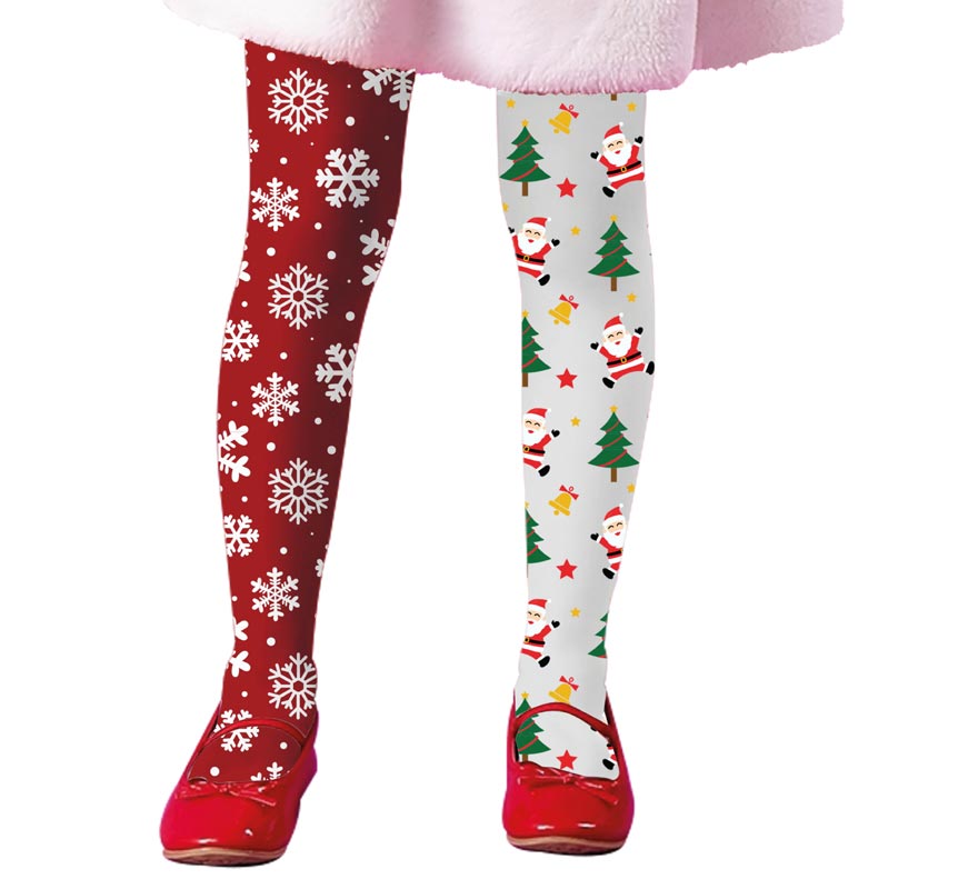 Translation missing: pt-PT.Medias Navideñas doble estampado copos y árbol infantiles