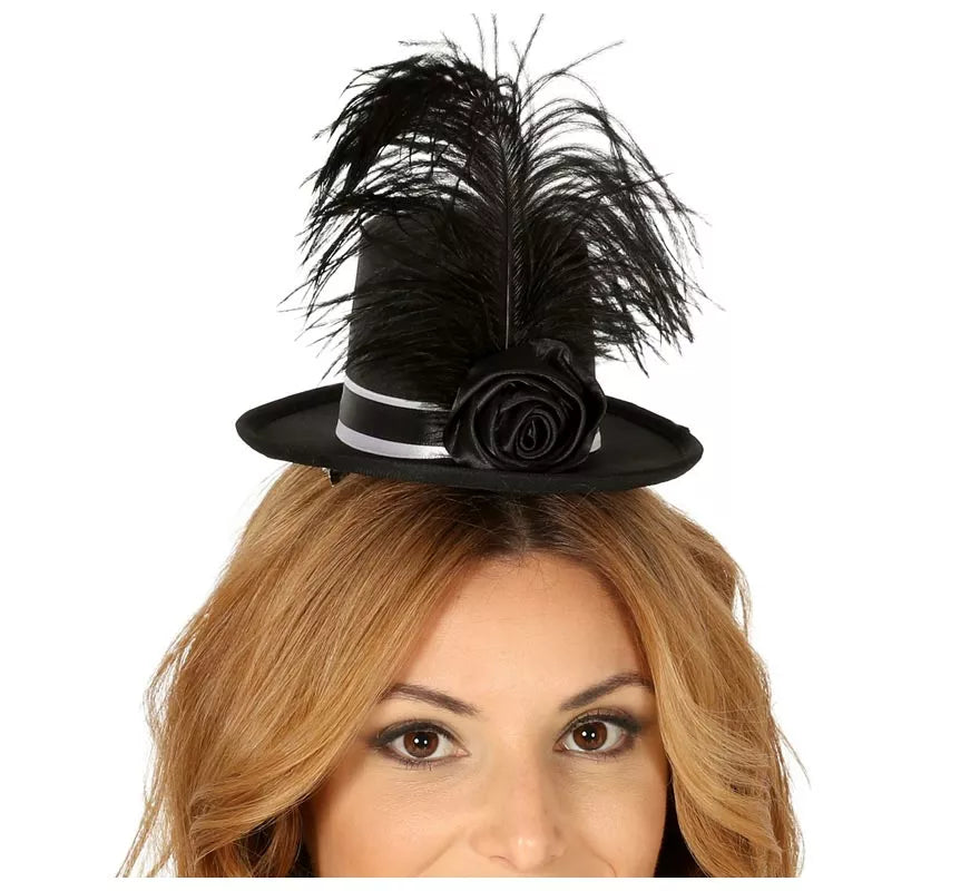 Translation missing: pt-PT.Mini Chistera Negra con Plumas