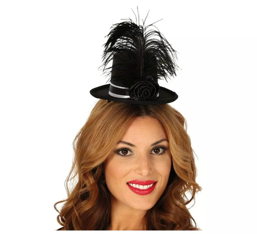 Translation missing: pt-PT.Mini Chistera Negra con Plumas