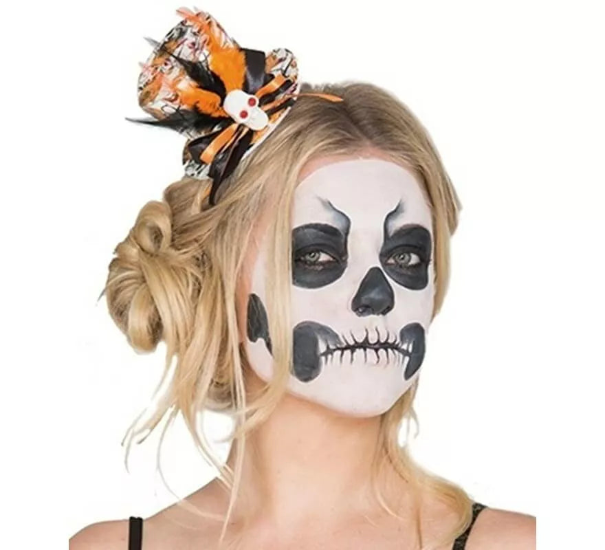 Translation missing: pt-PT.Mini Sombrero con Calavera negro y naranja