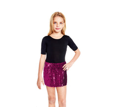 Minissaia de lantejoulas fúcsia para menina