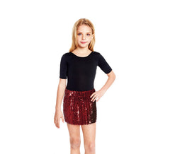 Minissaia vermelha de lantejoulas para menina