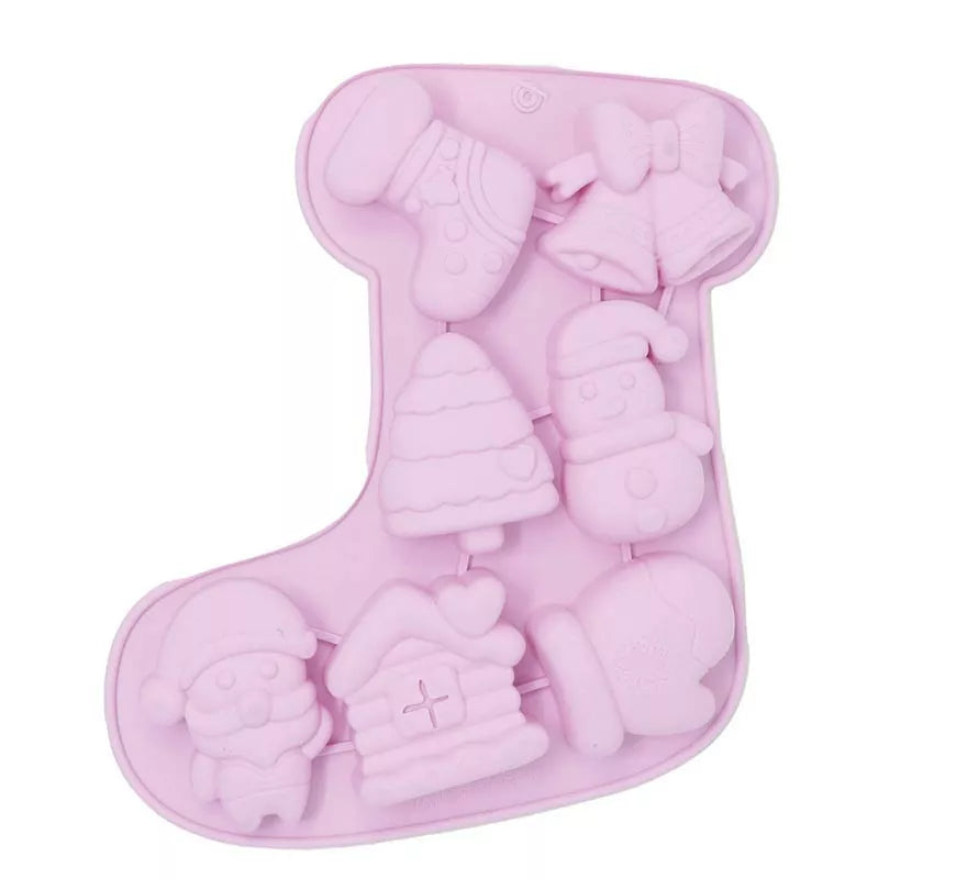 Translation missing: pt-PT.Molde Bota Navideña para 7 Galletas de silicona de 26 cm