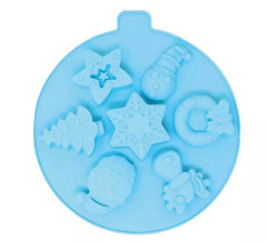 Molde Circular de Silicone de 24 cm para 7 Biscoitos de Natal